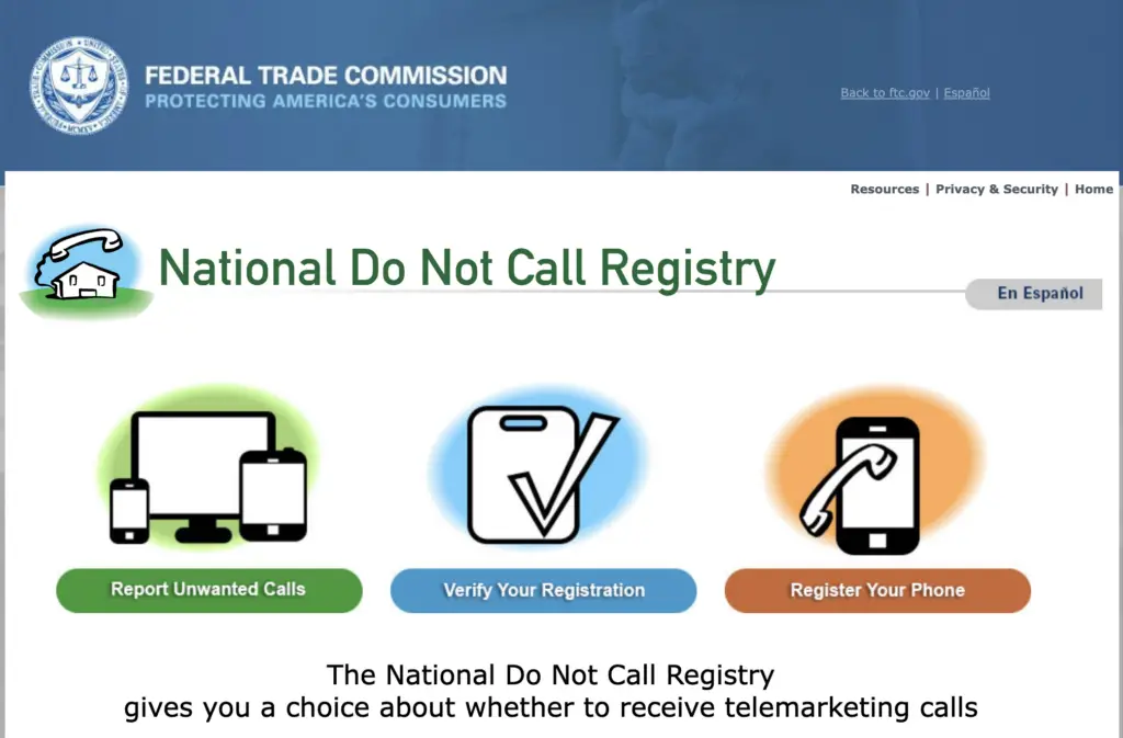 Register Your  Number at National Do Not Call Registry